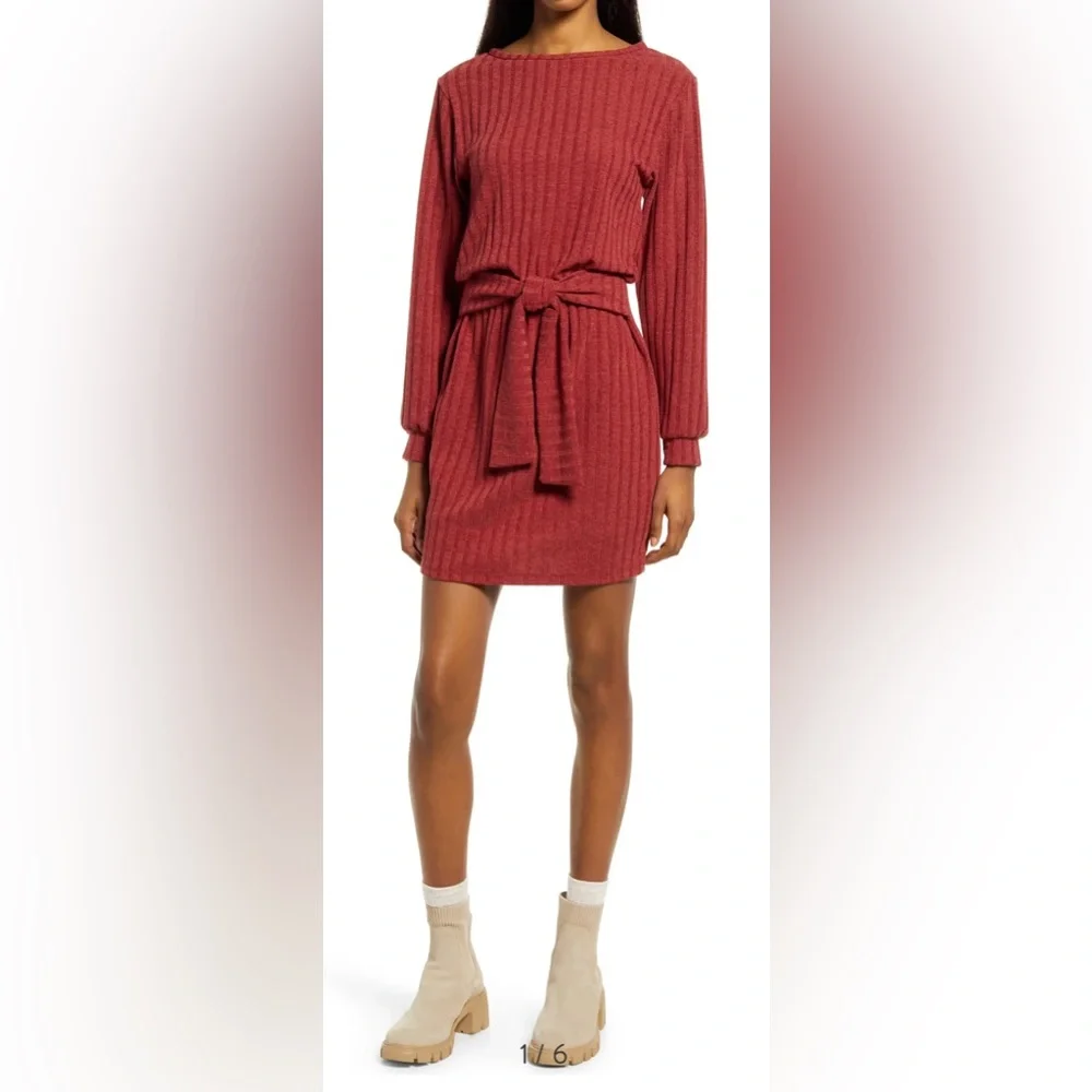 Fraiche Tie Front Long Sleeve Dress Size Medium NWT - Picture 4 of 11